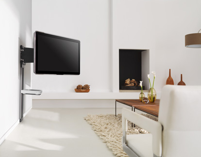 Tiltable-wall-mount-bracket-with-attachable-shelves